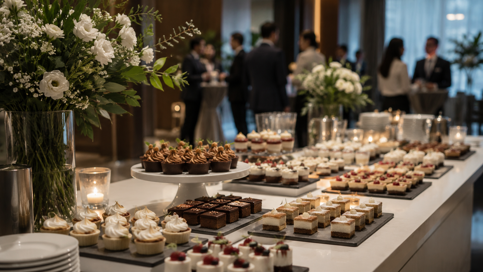 Buffet de dulces y postres para evento corporativo